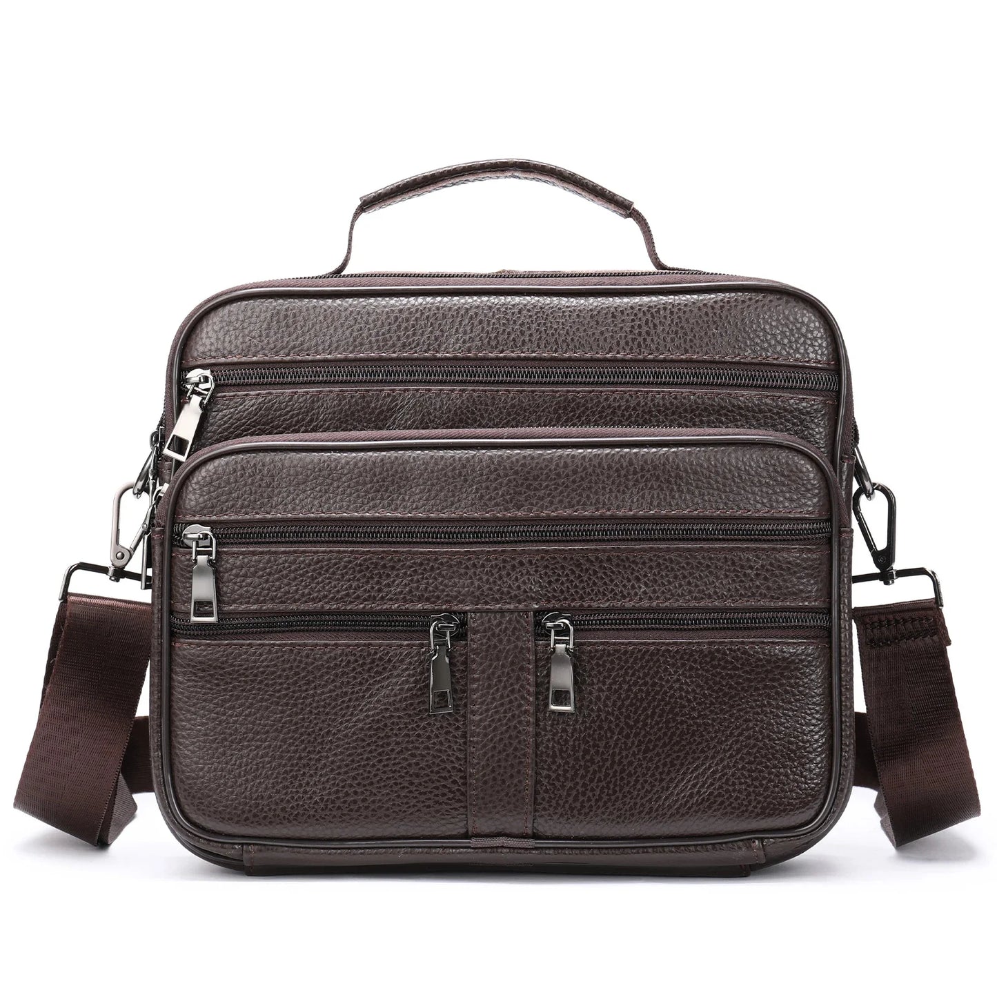 Genuine Shoulder Black Cowhide Leather Handbag for Men Business Office Messenger Male Crossbody Bag