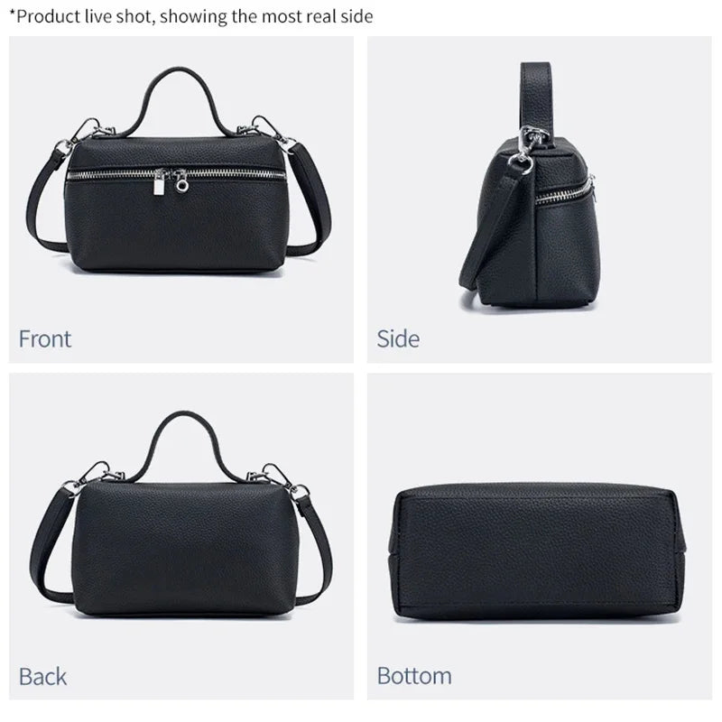 Genuine Top Handle for Women Leather Purses Tote Satchel Handbags Cowhide Shoulder Designer Crossbody Bags