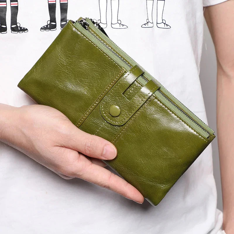Genuine Wallets Fashion Long Leather Top Quality Card Holder Classic Female Purse Zipper Brand Wallet For Women