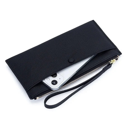 Genuine Women Zipper Ladies Clutch Purse Bag Brand Cow Leather Long Wallet Versatile Coin Pocket Cell Phone Bags