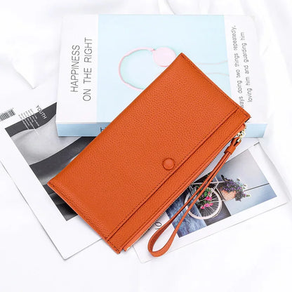 Genuine Women Zipper Ladies Clutch Purse Bag Brand Cow Leather Long Wallet Versatile Coin Pocket Cell Phone Bags