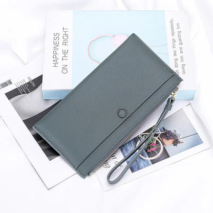 Genuine Women Zipper Ladies Clutch Purse Bag Brand Cow Leather Long Wallet Versatile Coin Pocket Cell Phone Bags