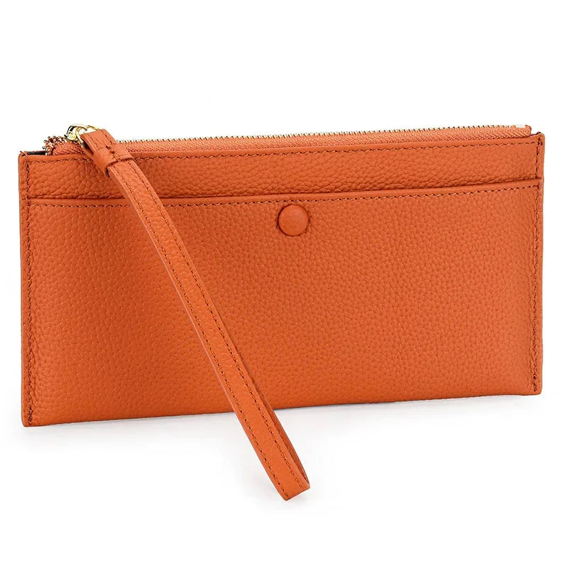 Genuine Women Zipper Ladies Clutch Purse Bag Brand Cow Leather Long Wallet Versatile Coin Pocket Cell Phone Bags