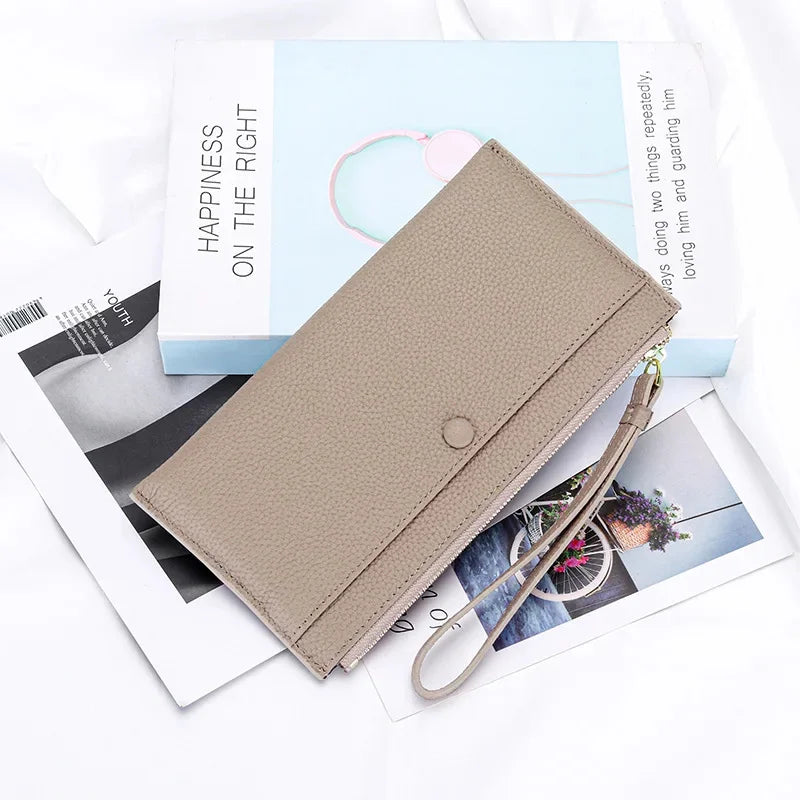 Genuine Women Zipper Ladies Clutch Purse Bag Brand Cow Leather Long Wallet Versatile Coin Pocket Cell Phone Bags