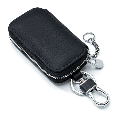 Genuine Women's Car Case Fashion Lichee Pattern Leather Luxury Brand Design Men's Zipper Key Holder Bag 2024 New Hot