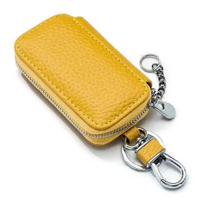 Genuine Women's Car Case Fashion Lichee Pattern Leather Luxury Brand Design Men's Zipper Key Holder Bag 2024 New Hot