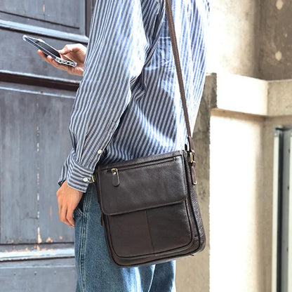 Genuine flap MEN'S shoulder vintage cow leather crossbody large capacity male messenger bag