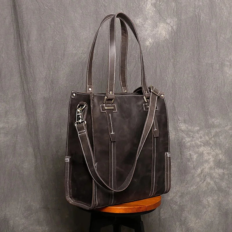 Genuine for Women 12 Inch Laptop Leather s Vintage Designer Tote Female Luxury Sling Bag Handbags