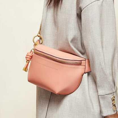 Genuine leather bag 2024 new cross body trendy women's bag versatile leather waist bag women's trendy Instagram