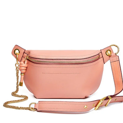 Genuine leather bag 2024 new cross body trendy women's bag versatile leather waist bag women's trendy Instagram
