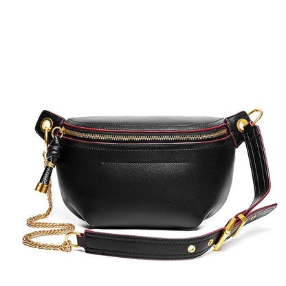 Genuine leather bag 2024 new cross body trendy women's bag versatile leather waist bag women's trendy Instagram