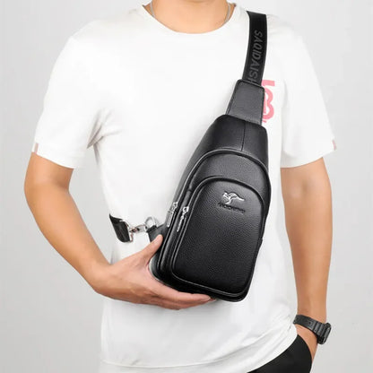 Genuine leather business MEN'S chest fashion cowhide crossbody high quality shoulder large capacity sling bag