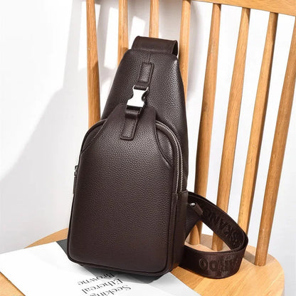 Genuine leather business MEN'S chest vintage cowhide male shoulder crossbody large capacity sling bag