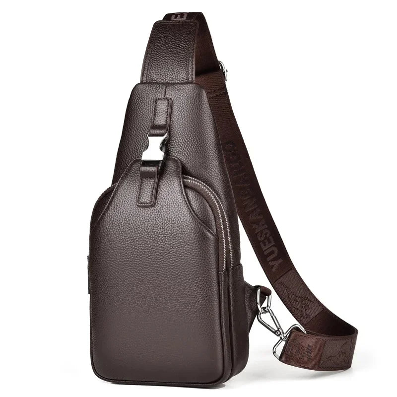Genuine leather business MEN'S chest vintage cowhide male shoulder crossbody large capacity sling bag