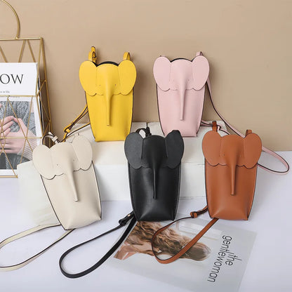 Genuine leather elephant phone bag mini bag 2023 new niche cowhide versatile crossbody bag