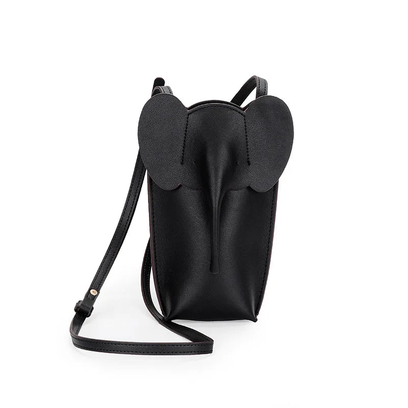 Genuine leather elephant phone bag mini bag 2023 new niche cowhide versatile crossbody bag