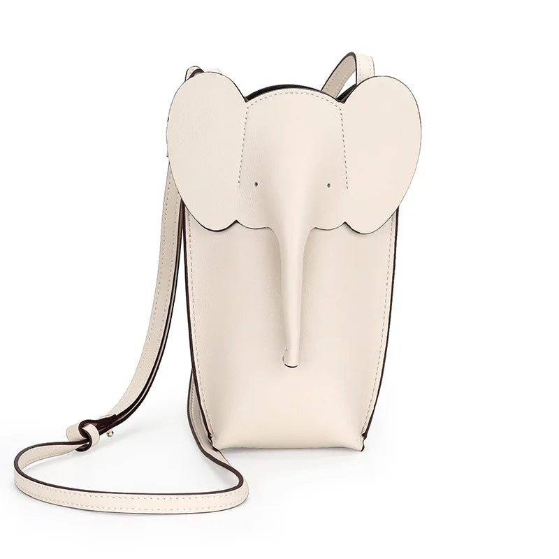 Genuine leather elephant phone bag mini bag 2023 new niche cowhide versatile crossbody bag