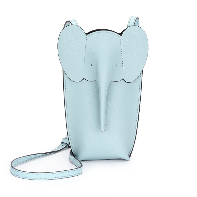 Genuine leather elephant phone bag mini bag 2023 new niche cowhide versatile crossbody bag