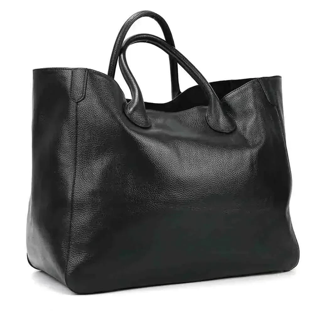 Genuine leather handbag Luxury cowhide casual handbag Thick natural leather bucket bag Large wallet Women's bag