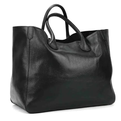 Genuine leather handbag Luxury cowhide casual handbag Thick natural leather bucket bag Large wallet Women's bag