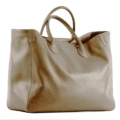 Genuine leather handbag Luxury cowhide casual handbag Thick natural leather bucket bag Large wallet Women's bag