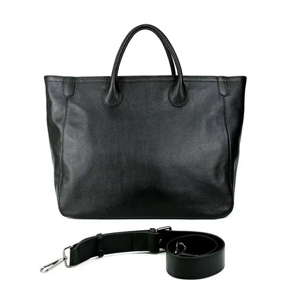 Genuine leather handbag Luxury cowhide casual handbag Thick natural leather bucket bag Large wallet Women's bag