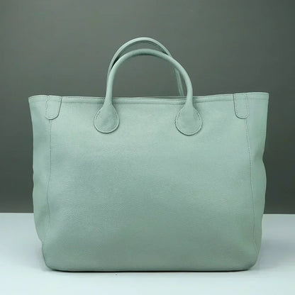 Genuine leather handbag Luxury cowhide casual handbag Thick natural leather bucket bag Large wallet Women's bag