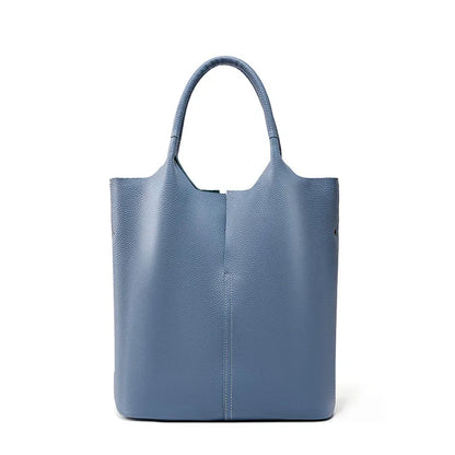 Genuine leather large capacity tote bag, simple and luxurious, versatile women's soft leather tote shoulder handbag