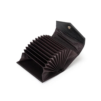 Genuine leather men and women card holder small zipper wallet solid accordion multi-card slot coin purse document bag