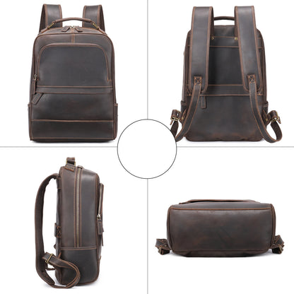 Genuine leather men's retro designer backpack Genuine leather men's backpack Large capacity cowhide travel bag for men