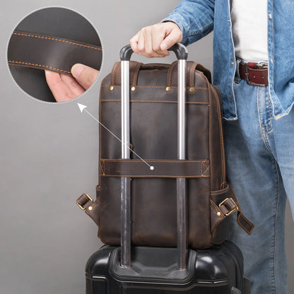 Genuine leather men's retro designer backpack Genuine leather men's backpack Large capacity cowhide travel bag for men