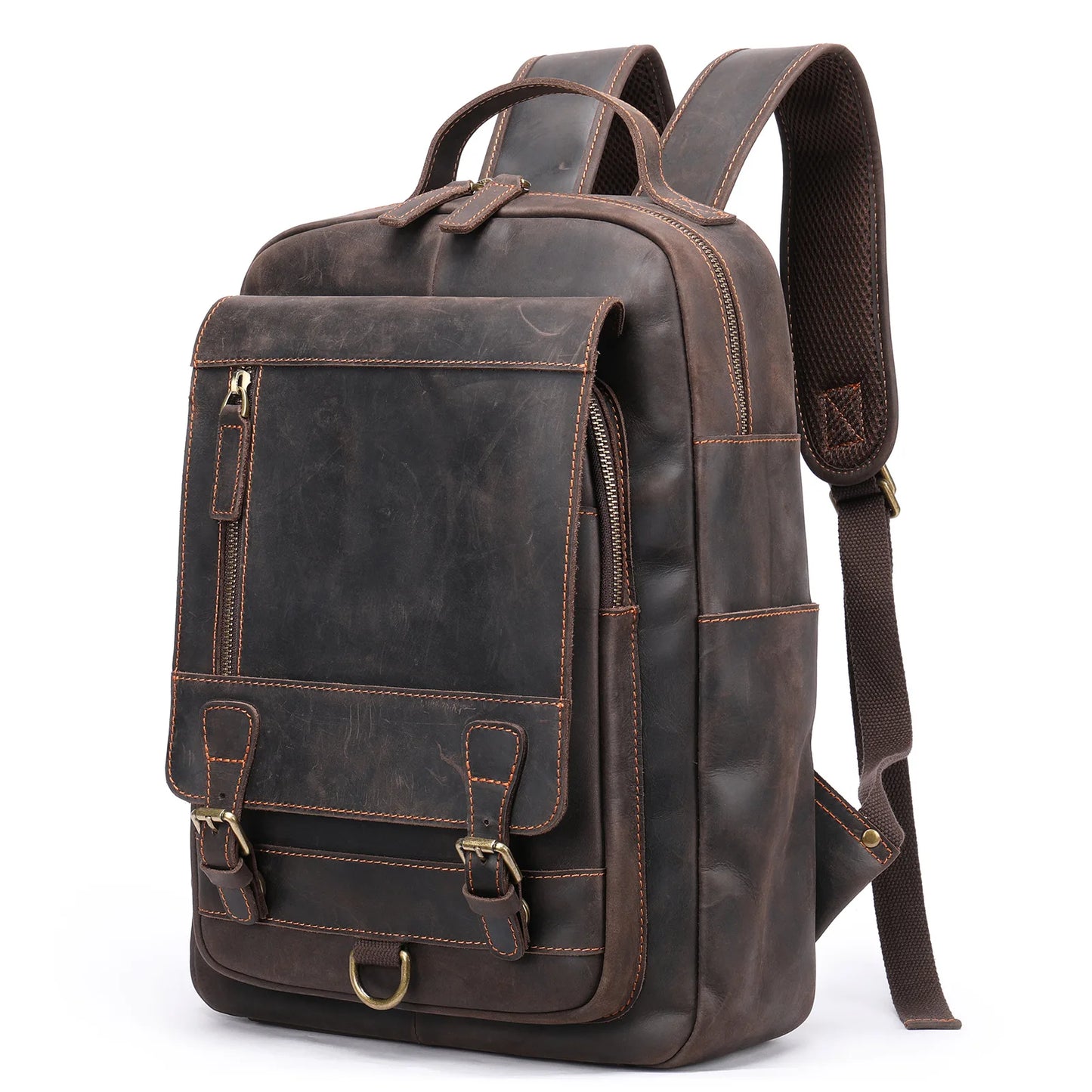 Genuine leather men's retro designer backpack Genuine leather men's backpack Large capacity cowhide travel bag for men