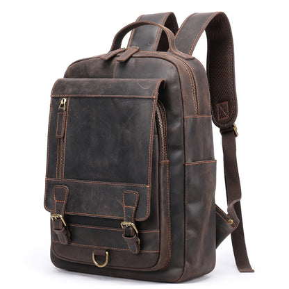 Genuine leather men's retro designer backpack Genuine leather men's backpack Large capacity cowhide travel bag for men