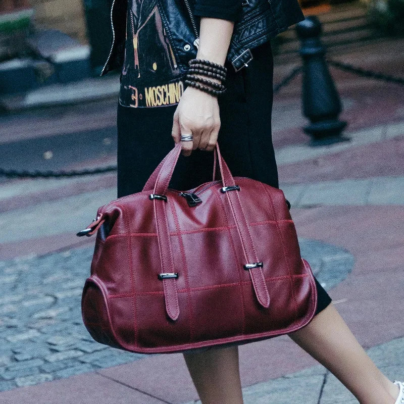 Genuine leather new large capacity hand fashionable one shoulder crossbody bag, women's bag