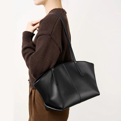 Genuine leather women's bag 2024 new fashionable casual shoulder bag, cowhide women's handbag, large capacity tote bag