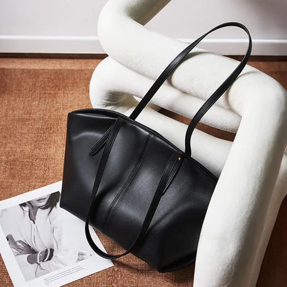 Genuine leather women's bag 2024 new fashionable casual shoulder bag, cowhide women's handbag, large capacity tote bag