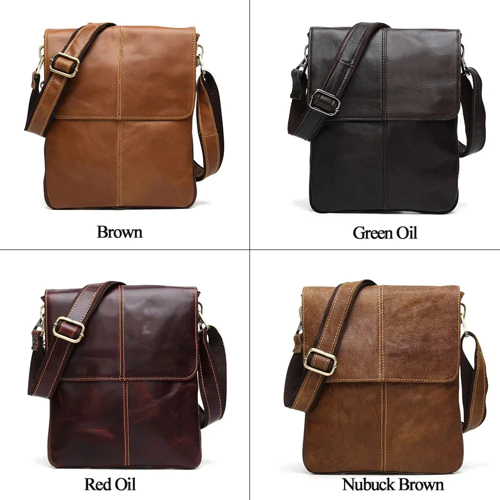 Genuine s Male Cowhide Flap Casual Shoulder Crossbody bag Handbags Messenger Small Men Leather Bag 8613