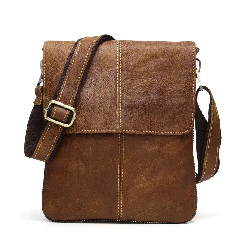 Genuine s Male Cowhide Flap Casual Shoulder Crossbody bag Handbags Messenger Small Men Leather Bag 8613