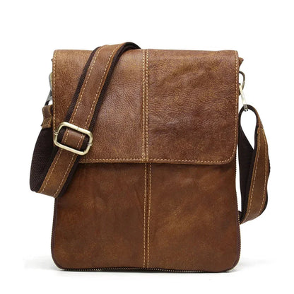 Genuine s Male Cowhide Flap Casual Shoulder Crossbody bag Handbags Messenger Small Men Leather Bag 8613