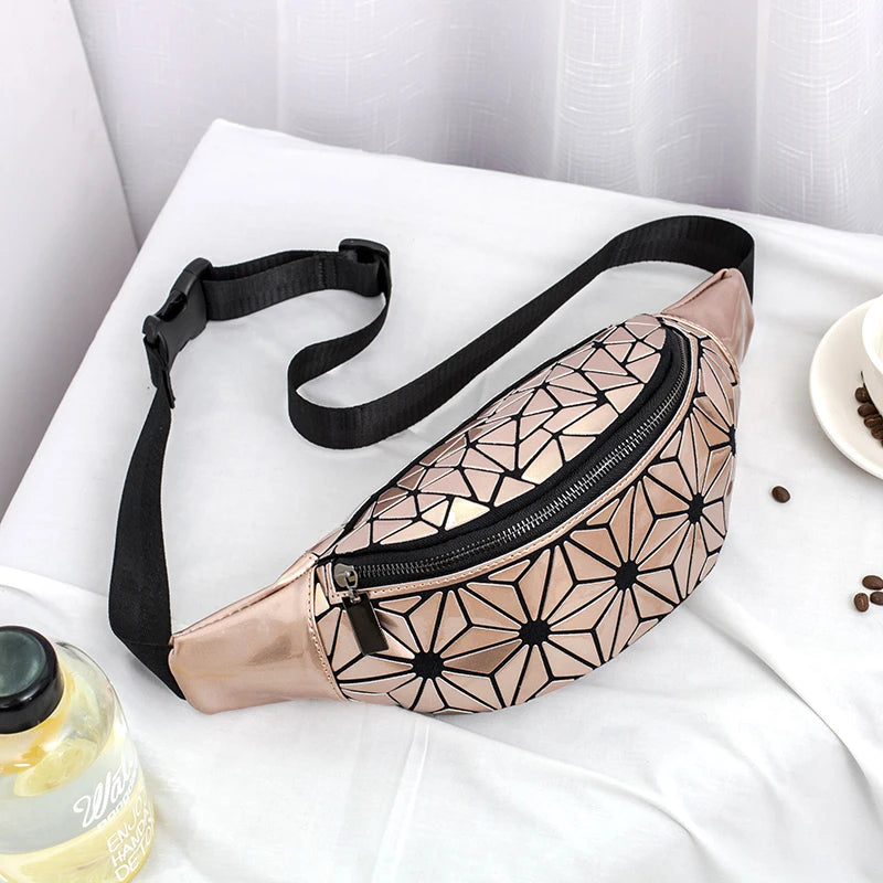 Geometric bag for women waist Bags girls fanny packs Hip Belt Bags Money Travelling Mountaineering Mobile Phone Bag Waist Packs
