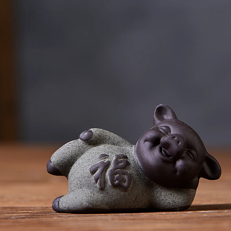 Geyao Tea Pet Decorations, Zisha, Five-blessing Pig, Tea Table, Tea Art, Small Monk Figure, Ornaments