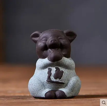 Geyao Tea Pet Decorations, Zisha, Five-blessing Pig, Tea Table, Tea Art, Small Monk Figure, Ornaments