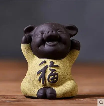 Geyao Tea Pet Decorations, Zisha, Five-blessing Pig, Tea Table, Tea Art, Small Monk Figure, Ornaments