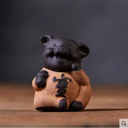 Geyao Tea Pet Decorations, Zisha, Five-blessing Pig, Tea Table, Tea Art, Small Monk Figure, Ornaments