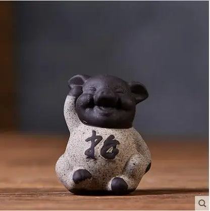 Geyao Tea Pet Decorations, Zisha, Five-blessing Pig, Tea Table, Tea Art, Small Monk Figure, Ornaments