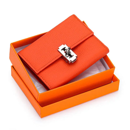 Gift Box Three-fold Small Purse Women's 2024 New Temperament Leather Folding Short Money Clip Multi-card Change