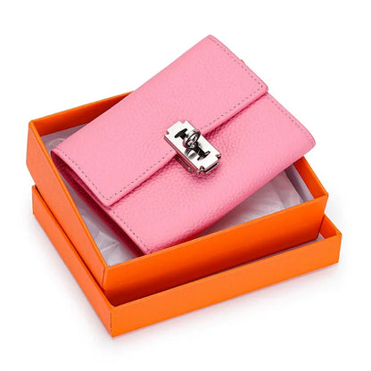 Gift Box Three-fold Small Purse Women's 2024 New Temperament Leather Folding Short Money Clip Multi-card Change