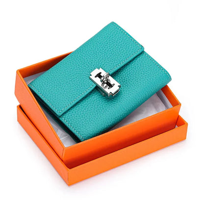 Gift Box Three-fold Small Purse Women's 2024 New Temperament Leather Folding Short Money Clip Multi-card Change