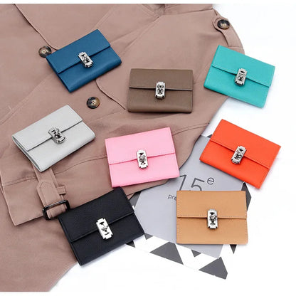 Gift Box Three-fold Small Purse Women's 2024 New Temperament Leather Folding Short Money Clip Multi-card Change