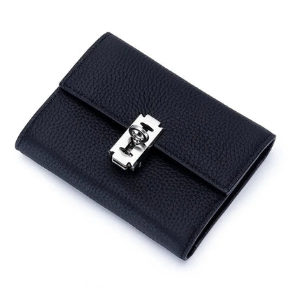 Gift Box Three-fold Small Purse Women's 2024 New Temperament Leather Folding Short Money Clip Multi-card Change